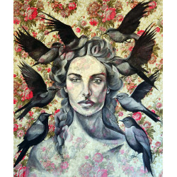 Zamanın İçindeki Kadın” – Goblen Kumaş Üzerine Özgün Eser (120x140 cm)